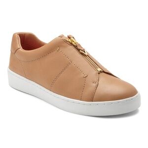 Vionic Leather Splended Ellis Brown Tan Leather Zip Up Sneaker Size 6